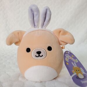 Stevon Squishmallow 4 In BNWT Golden Retriever Dog with Bunny Ears Easter Plush